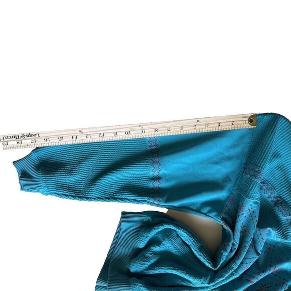 VTG Blast Fleece women 90s Vintage Half-Zip Jumper Green blue bohemian Sz M. - Picture 6 of 9